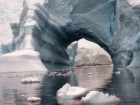 Zodiac cruising among huge icebergs_Miss Scuba